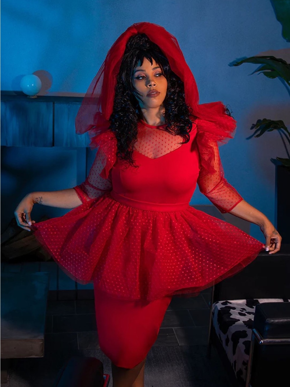 BEETLEJUICE ❤️ Lydia Deetz Red Wiggle Wedding Dress ❤️ Halloween or Cosplay